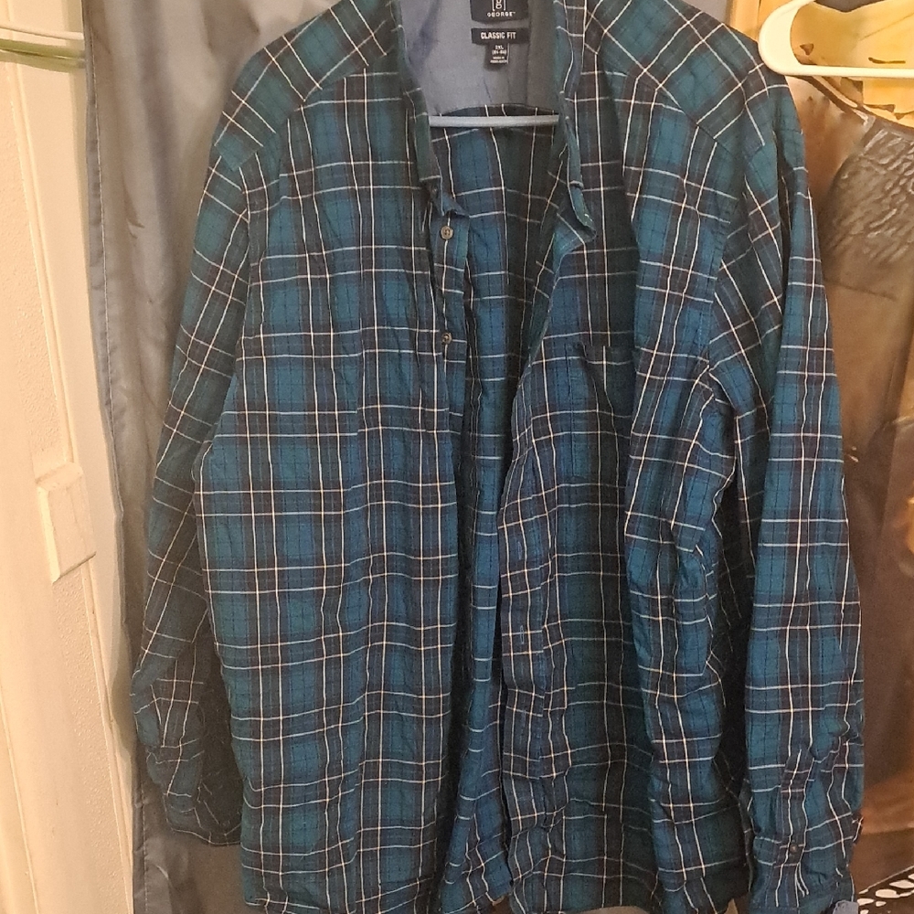 Daniel Hechter Teal Checkered Men's Shirt Jacket